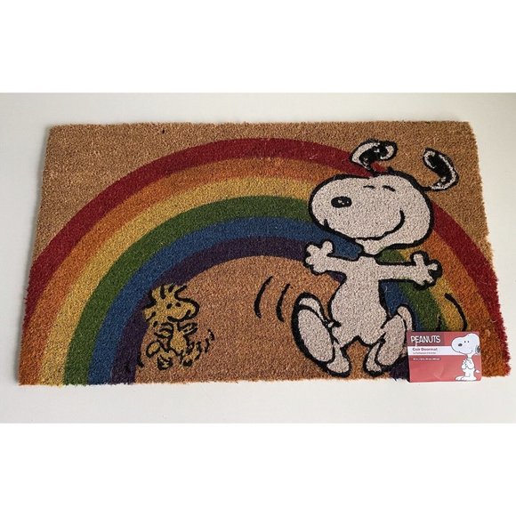 Peanuts Snoopy & Woodstock 'Rainbow Pride' Coir Door Mat 20” x 34” NEW - Picture 1 of 7